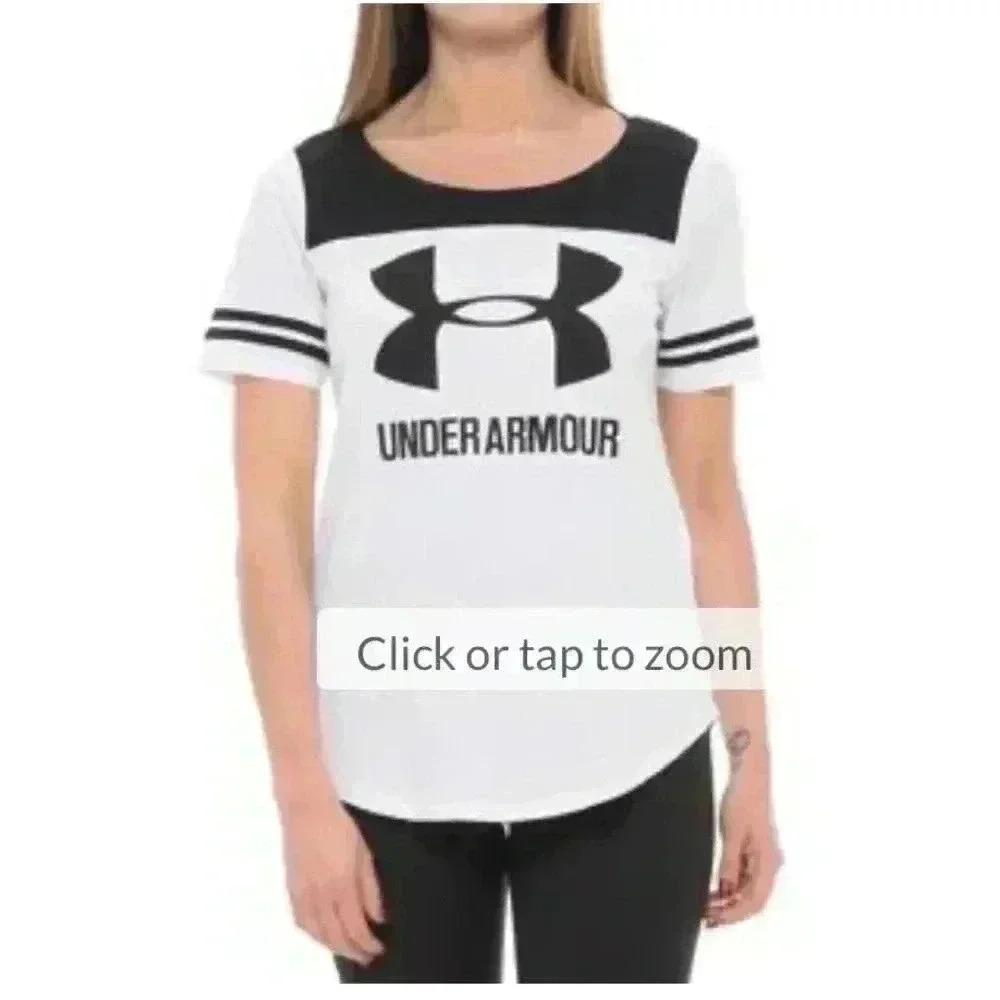 Under Armour Womens Black/White Sportstyle Baseball Tee, Med